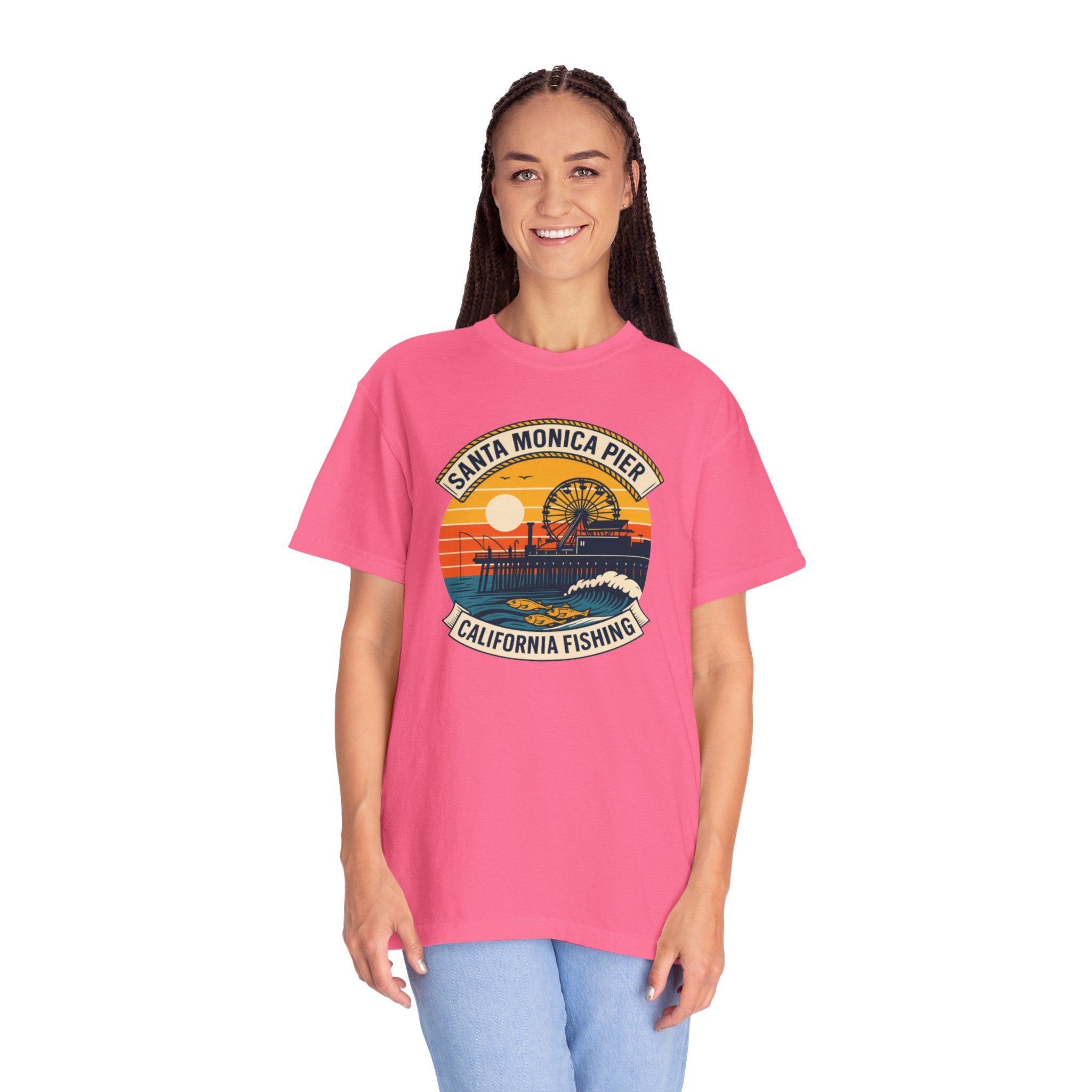 Fishing T-shirt - Santa Monica Pier Design - Image 33