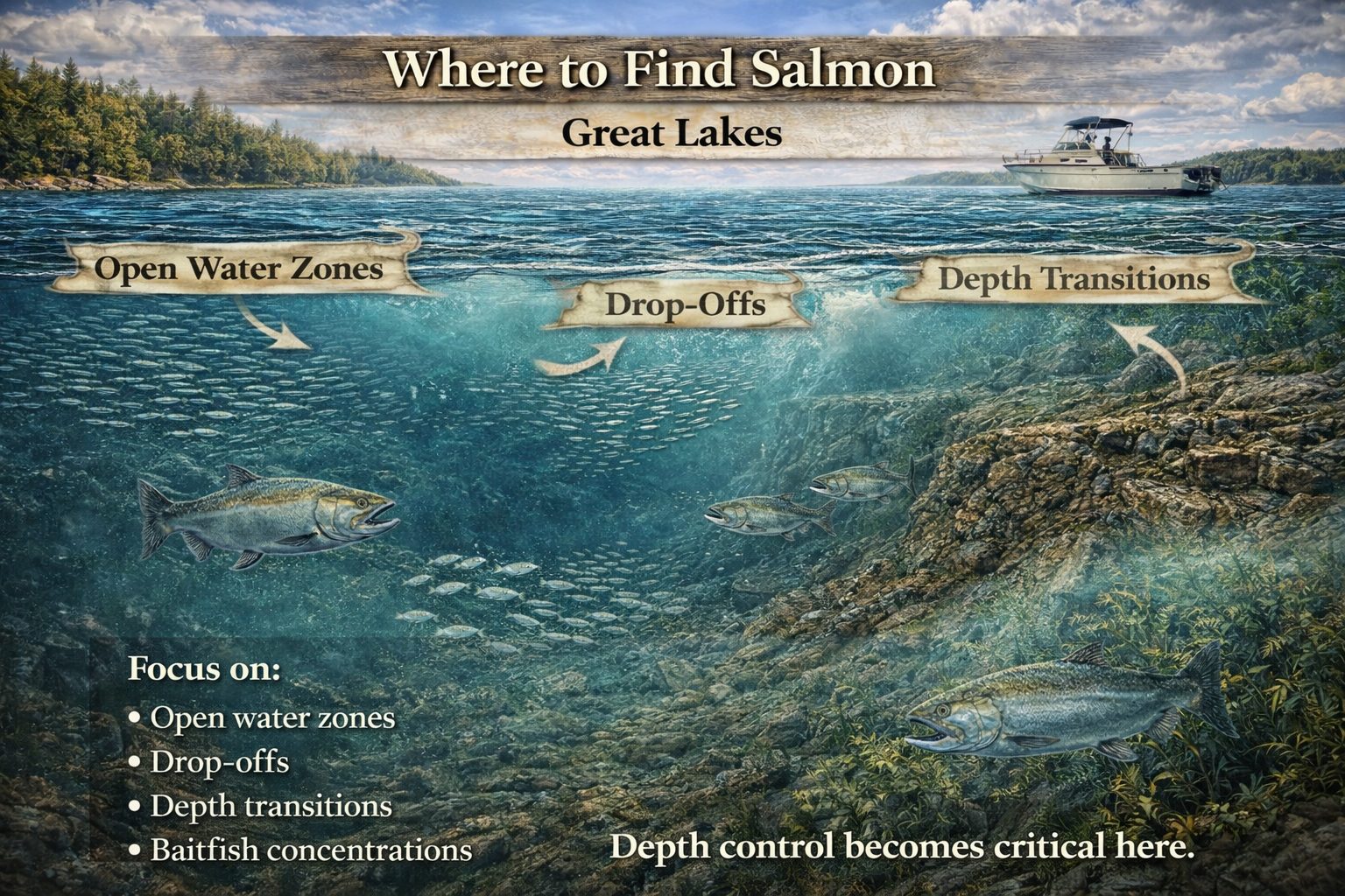 Salmon fishing spots in Great Lakes