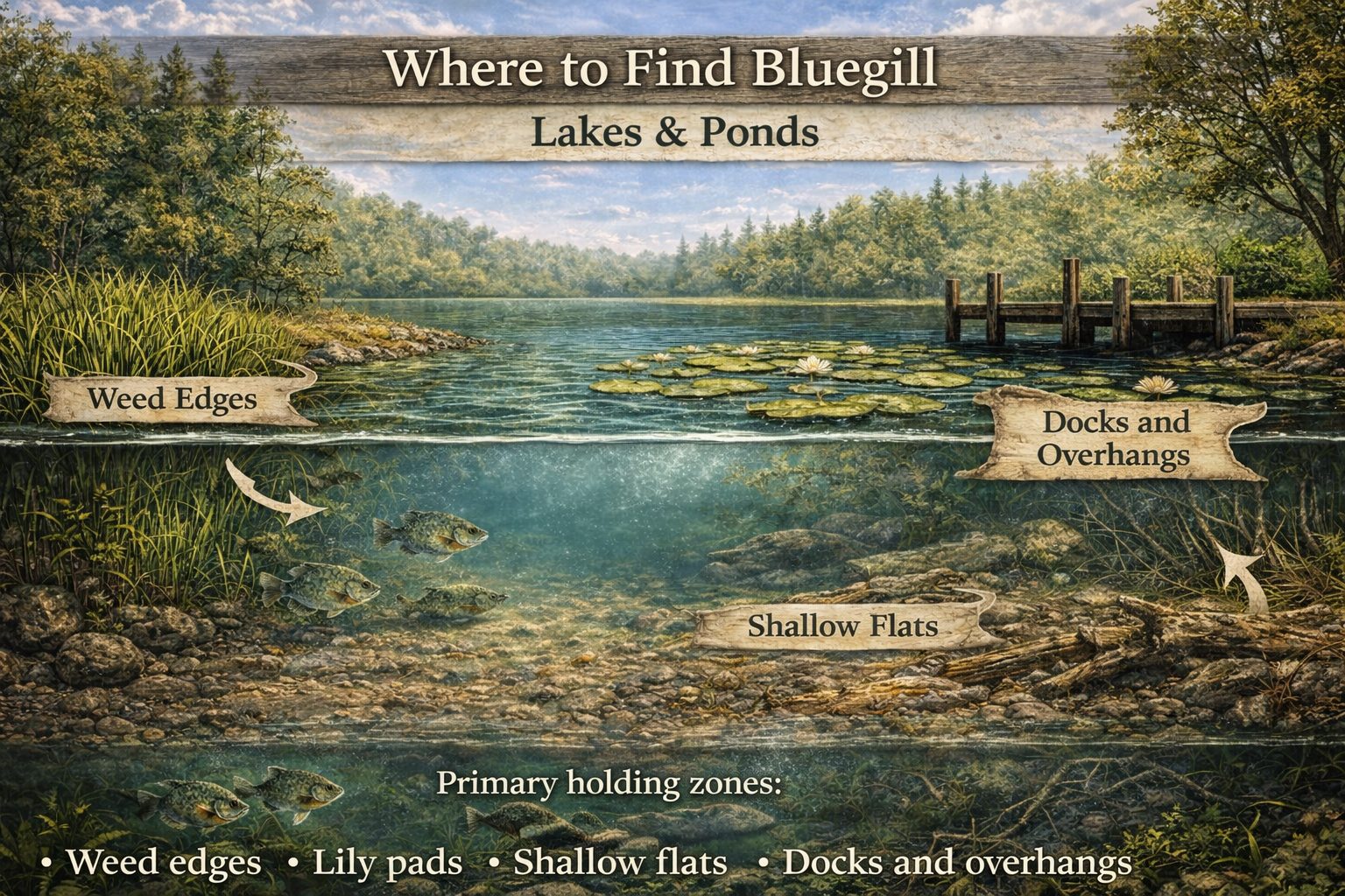 Where to find bluegill in lakes