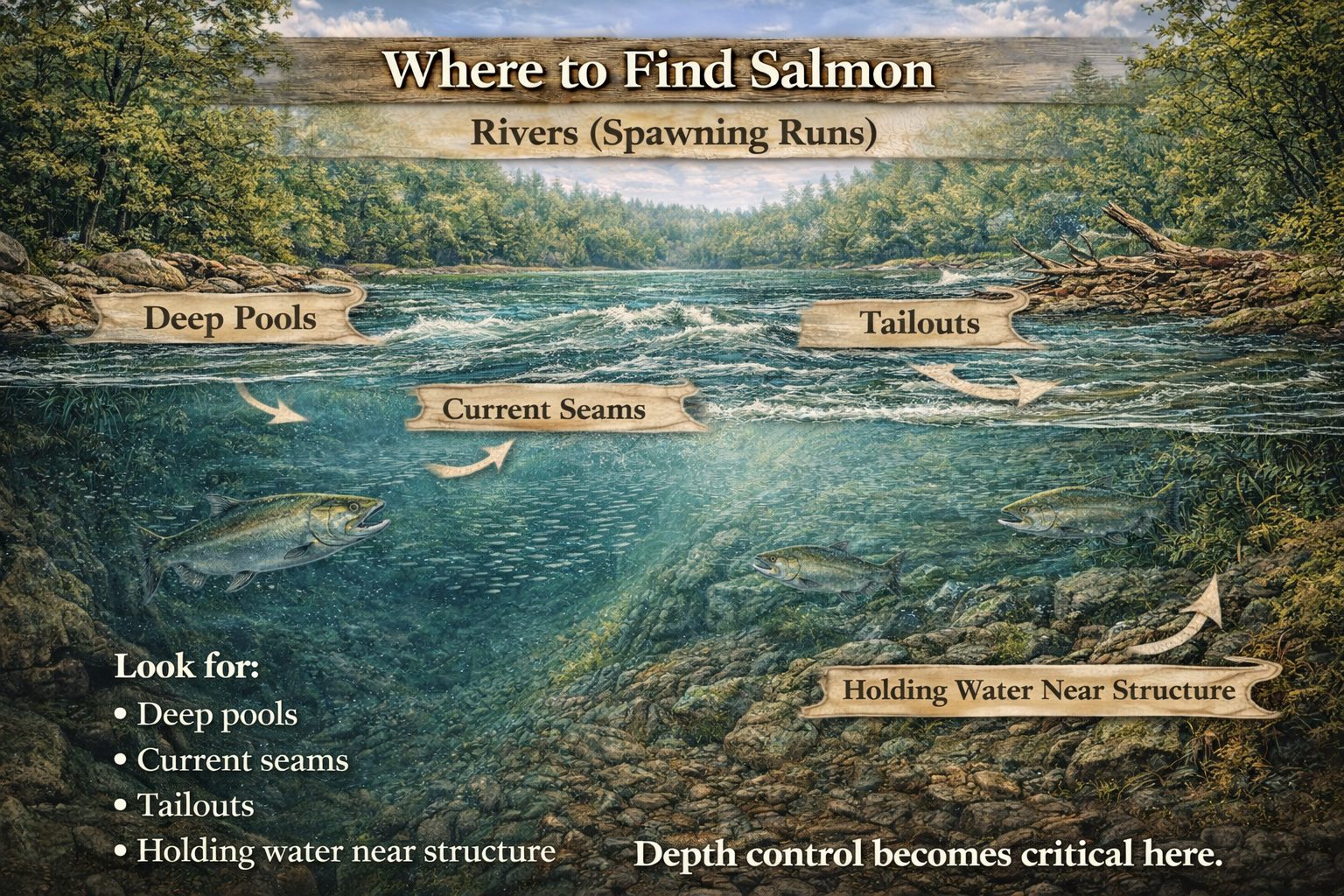 Where to find salmon in rivers